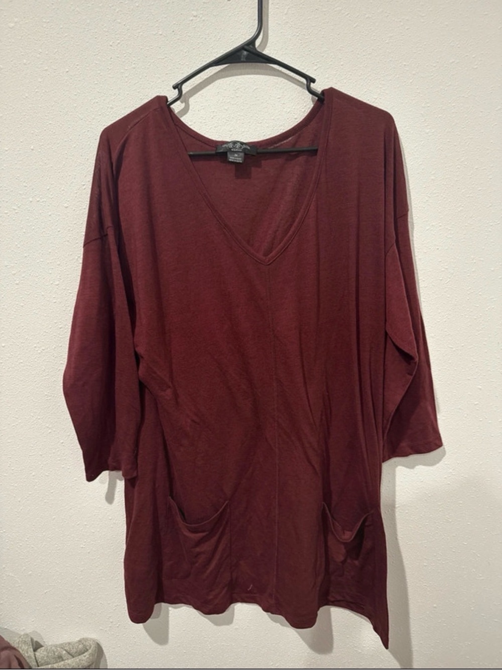 august silk V-Neck Tunic Top - Wine